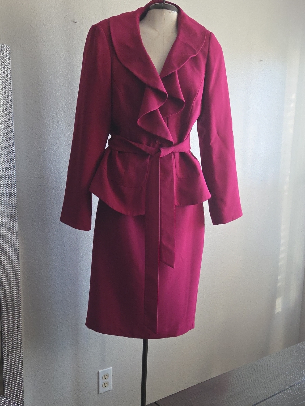 John Meyer Ruffled Belted Skirt Suit- Size 14